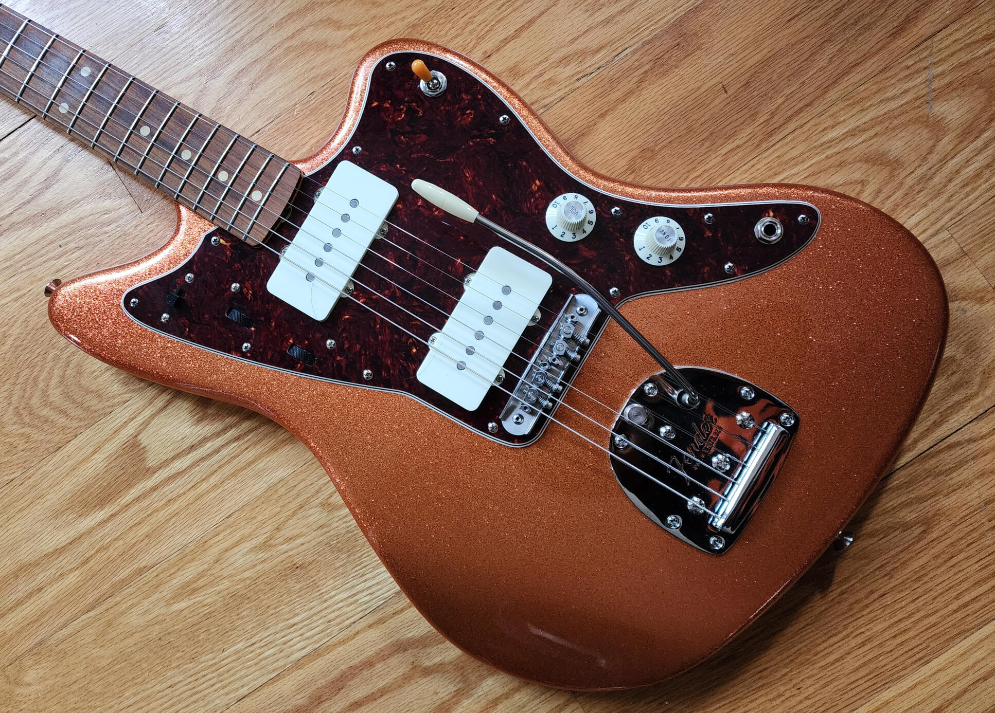Orange Sparkle Nitro Finished (by Krishna Jain) Vintera 60s JM w/ Mascis Pickups & Mastery Bridge